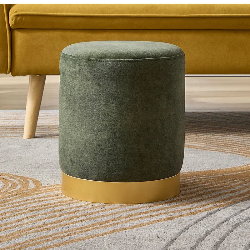 Velvet Soft Ottoman Round Footstool