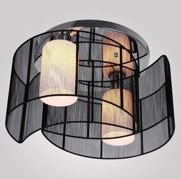 Metal Ceiling Light Pendant with Fabric Finish Black - The Quirky Home Co