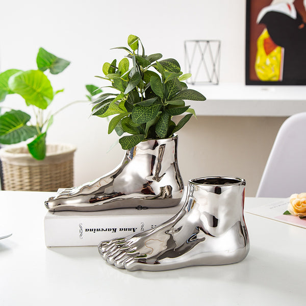 Silver & Gold Foot Vase - The Quirky Home Co