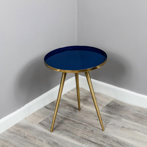 Side Table Blue Enamel Tray - The Quirky Home Co