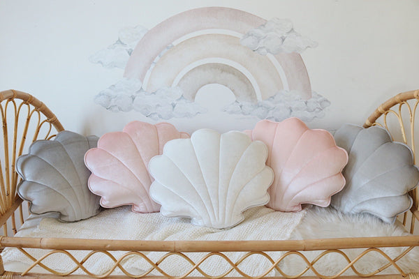 White Pearl Velvet Shell Cushion - The Quirky Home Co