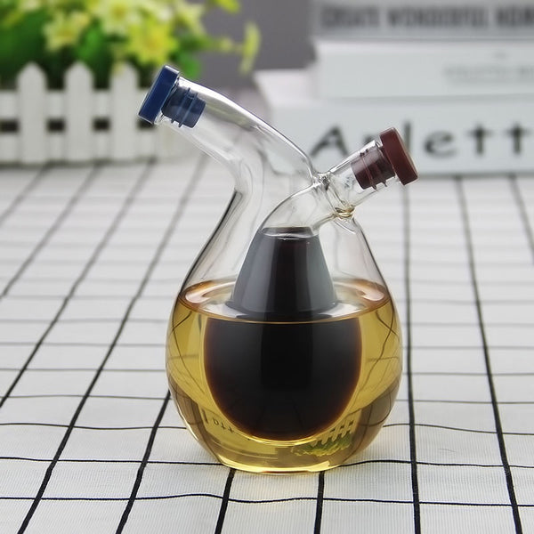 2-in-1 Double Layer Oil & Vinegar Glass Bottle