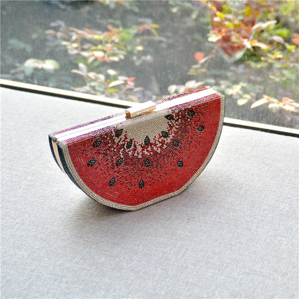 Diamond watermelon clutch bag