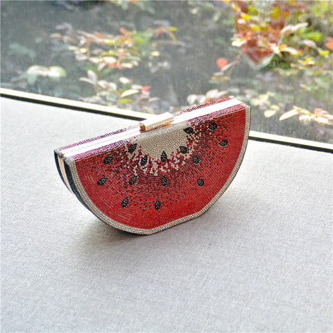 Diamond watermelon clutch bag