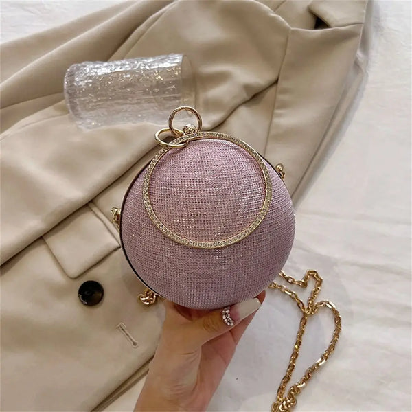 Gold Bright Silk Circular Evening Bag