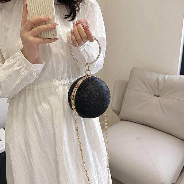 Gold Bright Silk Circular Evening Bag