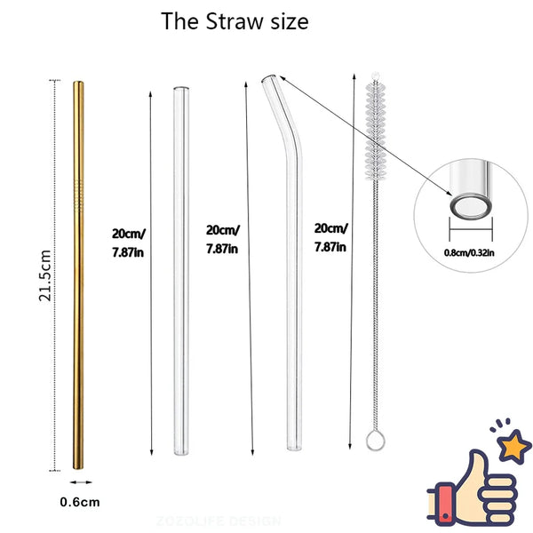 Reusable Glass Drinking Straws