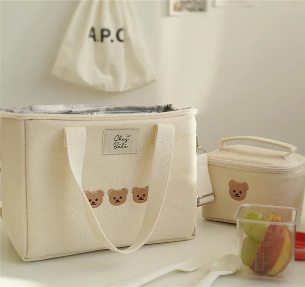 Waterproof Bear Embroidery Diaper Bag