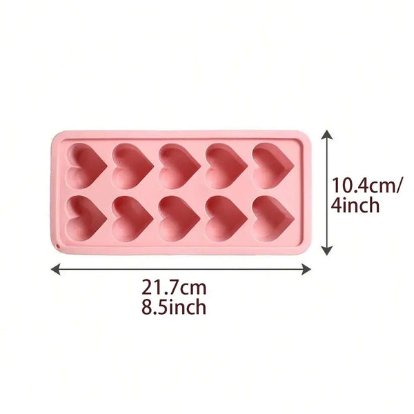 Pink heart-shaped ice grid mold