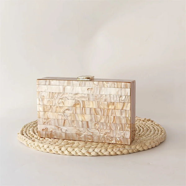 Pearl Light Brown Marble Clutch Bag