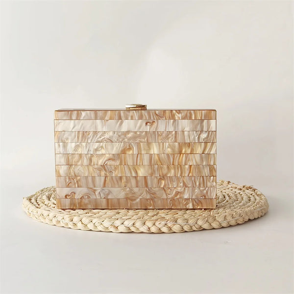 Pearl Light Brown Marble Clutch Bag