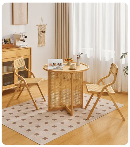 Bamboo Japanese Rattan Dining Table & Chair