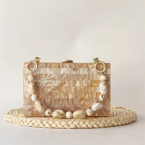 Pearl Light Brown Marble Clutch Bag