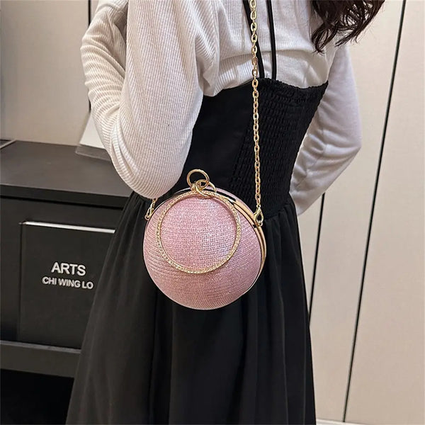 Gold Bright Silk Circular Evening Bag