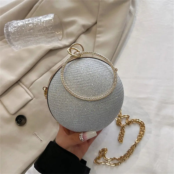 Gold Bright Silk Circular Evening Bag