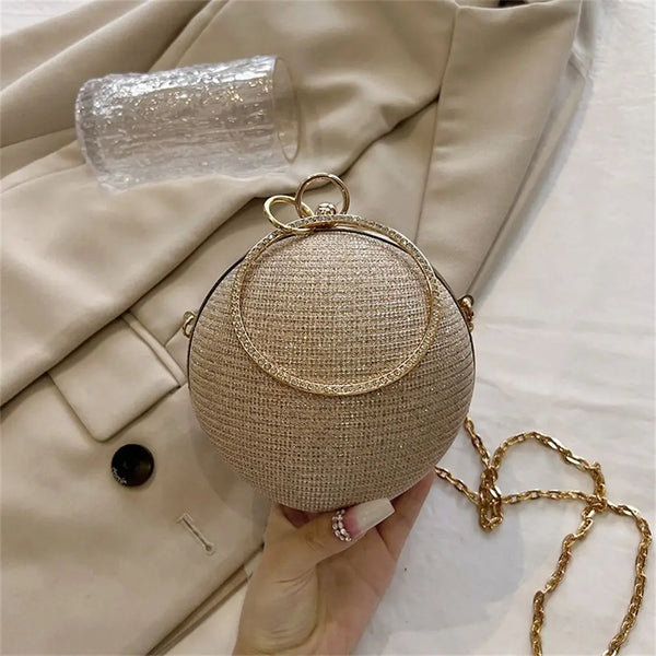 Gold Bright Silk Circular Evening Bag