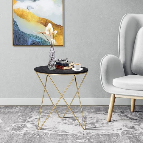 Metal Base Lift-Top Side Table Black & Gold - The Quirky Home Co