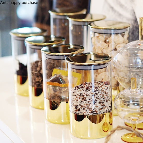 Glass & Gold Storage Jars - The Quirky Home Co