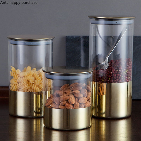 Glass & Gold Storage Jars - The Quirky Home Co