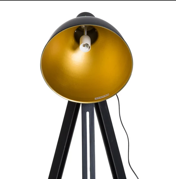 Black & Gold Tripod Adjustable Floor Lamp - The Quirky Home Co