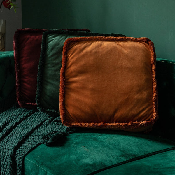 Velvet Square Tassel Cushion (40x40cm)