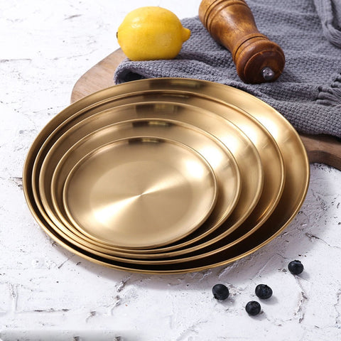 Stainless Steel Gold Serving Plates - The Quirky Home Co