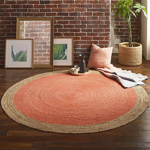 Milano Soft Jute Rug with Blood Orange Centre - The Quirky Home Co