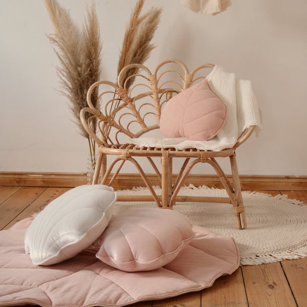 Light Pink Linen Leaf Cushion - The Quirky Home Co