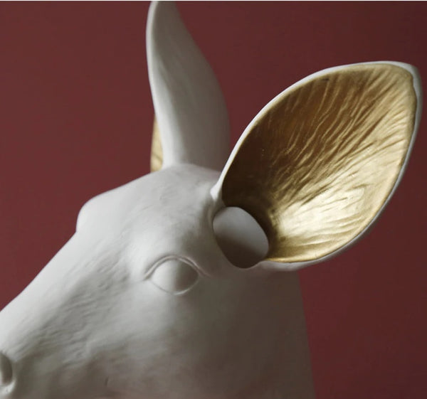 White & Gold Animal Head Vase
