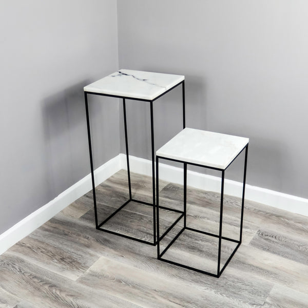 Marble Display Tables, Set Of 2