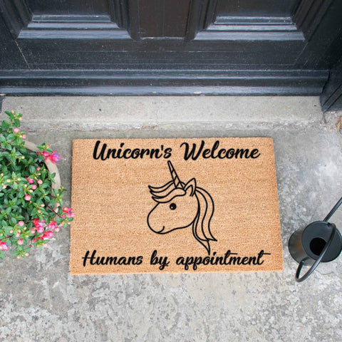 Unicorns Welcome, Humans By Appointment Doormat - The Quirky Home Co