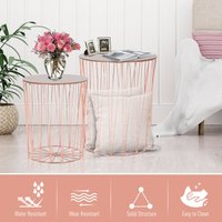 Lift-Top Rose Gold Side Table Duo