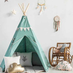 Mint Love Linen Teepee Tent With Garland - The Quirky Home Co