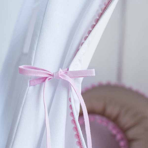 Snow White Teepee Tent With Pom Poms - The Quirky Home Co