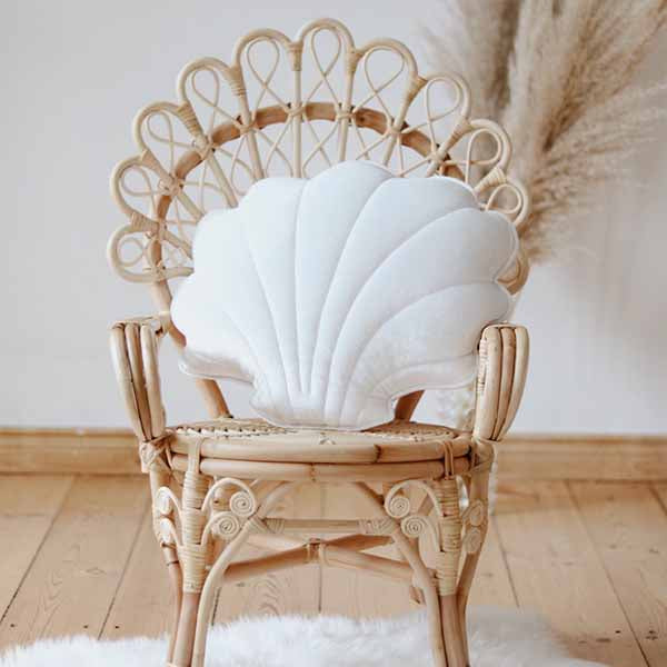 White Pearl Velvet Shell Cushion - The Quirky Home Co