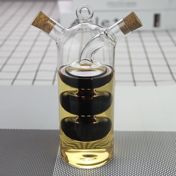 2-in-1 Double Layer Oil & Vinegar Glass Bottle
